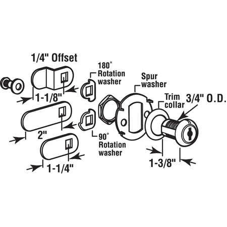 Prime-Line Drawer and Cabinet Lock, 1-3/8 in., Diecast, Stainless Steel, 1 in U 9950KA